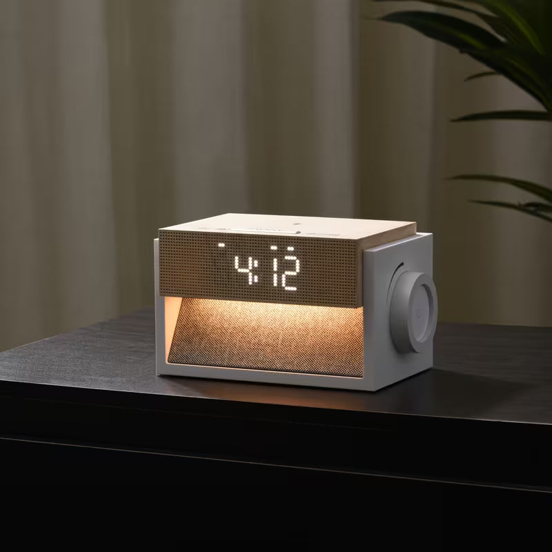 White Noise Night Light with Wireless Charging, Smart Alarm Clock, Bedside Lamp for Bedroom