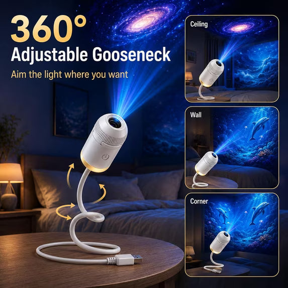 New Upgraded 4K Smart Dynamic 5D Holographic Night Light Projector, 2-in-1 Galaxy & Ocean Star Ceiling Projector with 24 HD Films