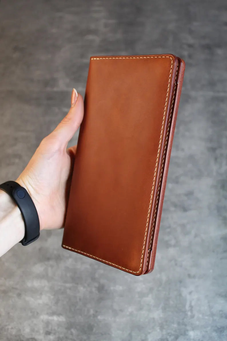 Leather Clutch Wallet for Women Men, Card Holder Wallet, Custom Name Leather Wallet