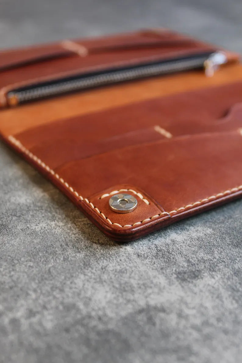 Leather Clutch Wallet for Women Men, Card Holder Wallet, Custom Name Leather Wallet