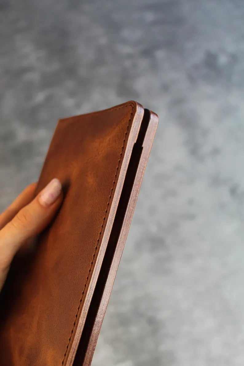 Leather Clutch Wallet for Women Men, Card Holder Wallet, Custom Name Leather Wallet