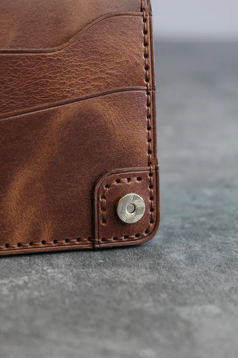 Leather Clutch Wallet for Women Men, Card Holder Wallet, Custom Name Leather Wallet