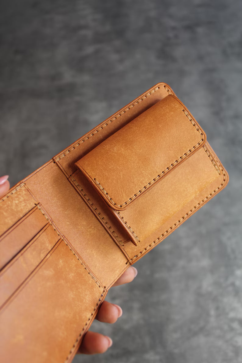 Black Brownish Leather Bifold Wallet
